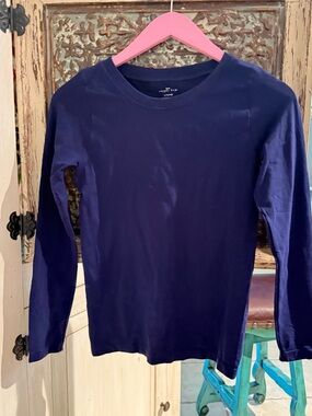Copper Key Deep Navy Long Sleeve Crew Neck Tee stretchy material